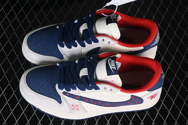 All categories Air Jordan Jordan series basketball shoes Air Jordan 1 Low High-end customized low-top sneakers Air Jordan 1 Low AJ1 Joe 1 Year of the Horse limited edition red and blue contrast high-end customized low-top retro basketball shoes DX5688-003